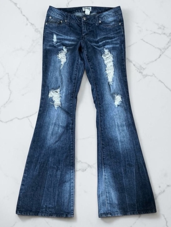 Mudd Denim - Mudd Dark Blue Distressed Flare Jeans